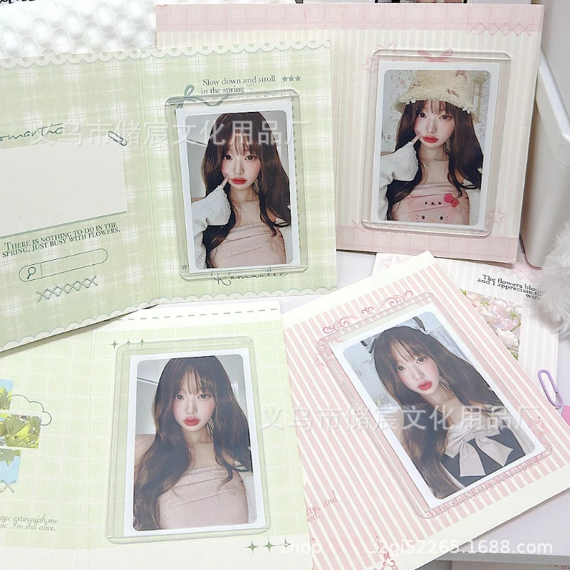 10Pcs Korean Ins Spring Field Folding Card Back Kpop Star 3 Inch Photo Card DIY Packing Material Kawaii Card Message Fixed Board 6