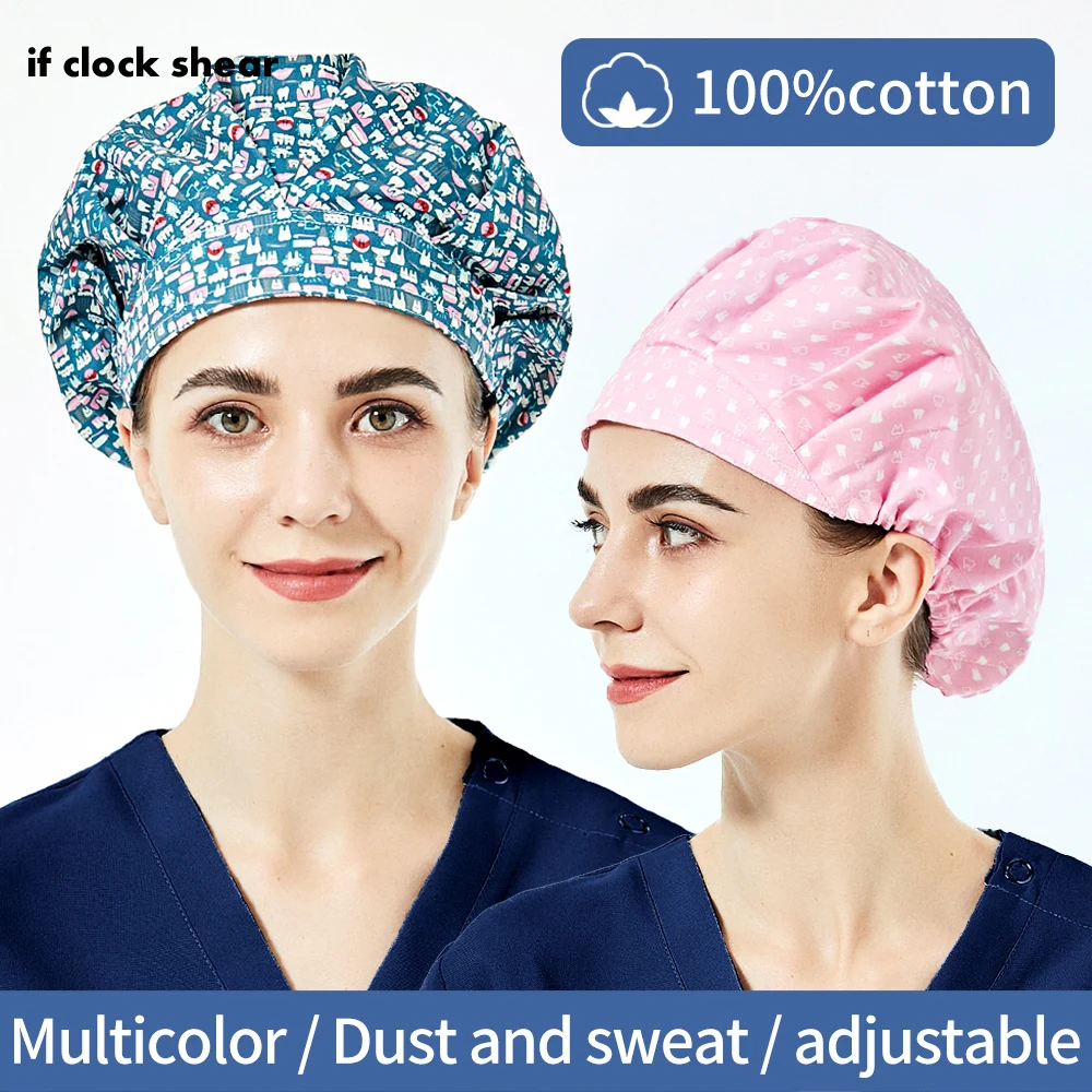 Details about   Fashion Cotton Bouffant Scrub Cap with Sweatband kitchen Ponytail Hats Work Caps 