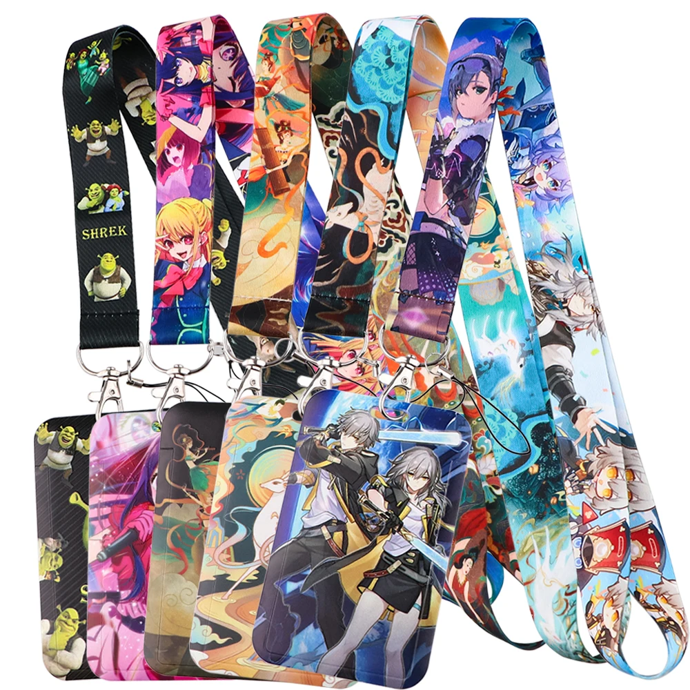 

Anime Figures Card Holder Cool Neck Strap Lanyard Keychain Bus ID Credit Card Pass Hang Rope Lariat Lanyard for Keys Accessories