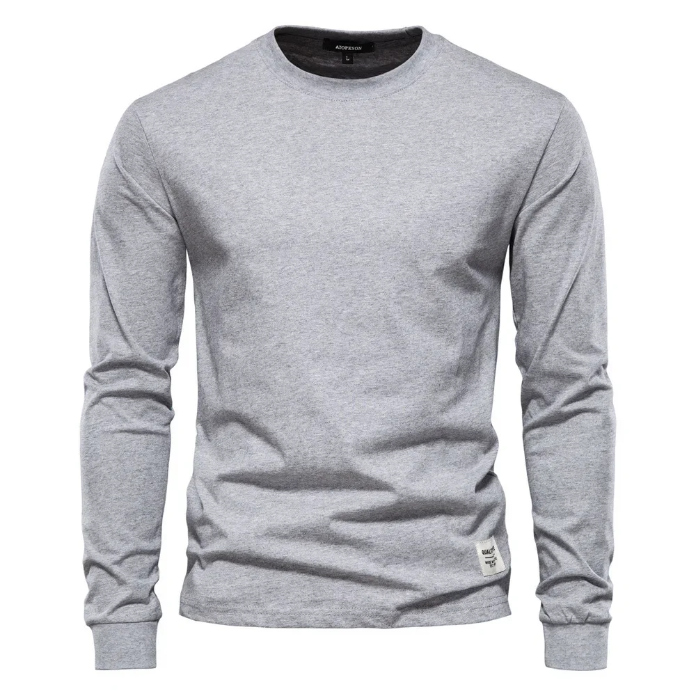 Casual Pure Cotton Long Sleeve Men's T-shirt packaging
