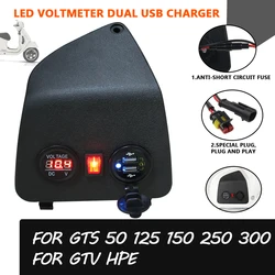 Motorcycle Accessories LED Voltmeter Dual USB Cigarette Lighter Charger For VESPA GTS300 GTS250 GTS 50 125 150 250 300 GTV HPE