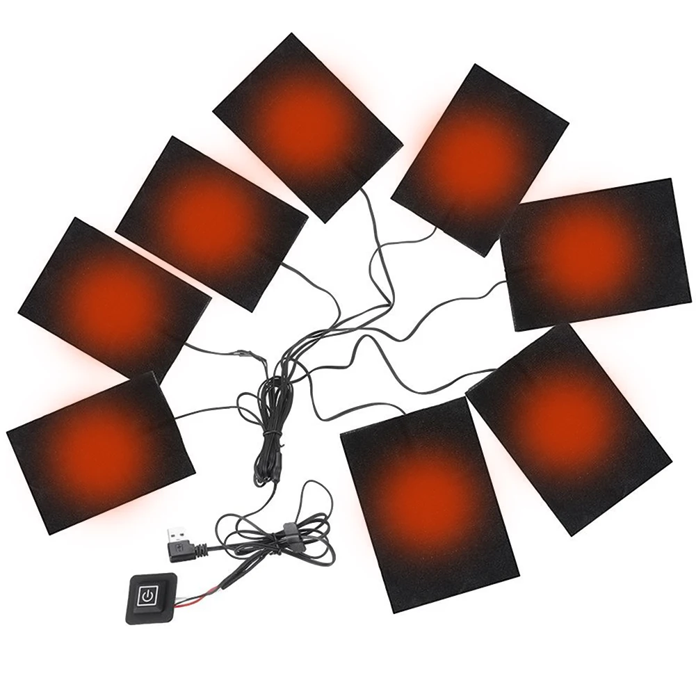 USB Heating Pads Electric Cloth Heater 3 Levels Jacket Heater Pads Waterproof for Outdoor Winter Camping Hiking Ski Cycling