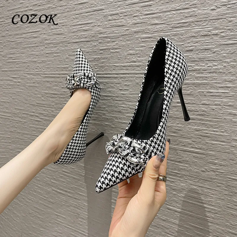 

Shoes for Women Supper High Heels Sexy 2023 Party Pumps Heels Checkered