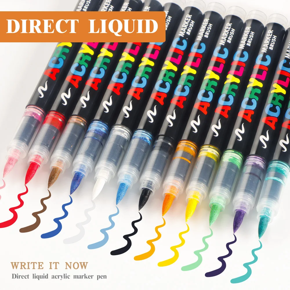 Artecho Acrylverf pennen 24 kleuren, dubbele punt acrylverf markers met penseelpunt en fijne punt voor rotsschilderen, glas, papier, hout, ei, canvas
