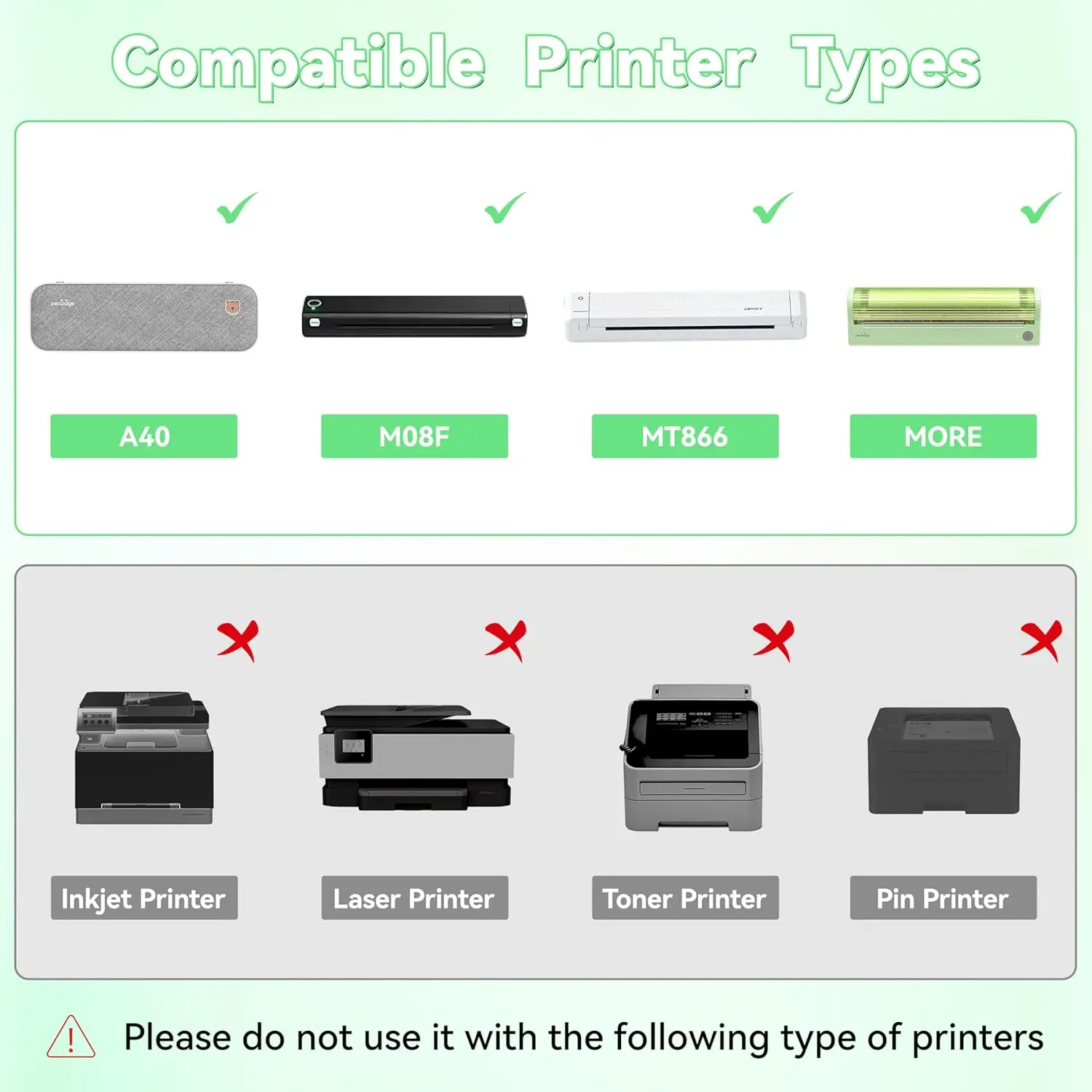 PeriPage 100 Pages Folded A4 Thermal Printer Paper for Long-lasting, 8.5 x 11 Inch for A40 Printer PocketJet HPRT MT800 MT800Q - 2