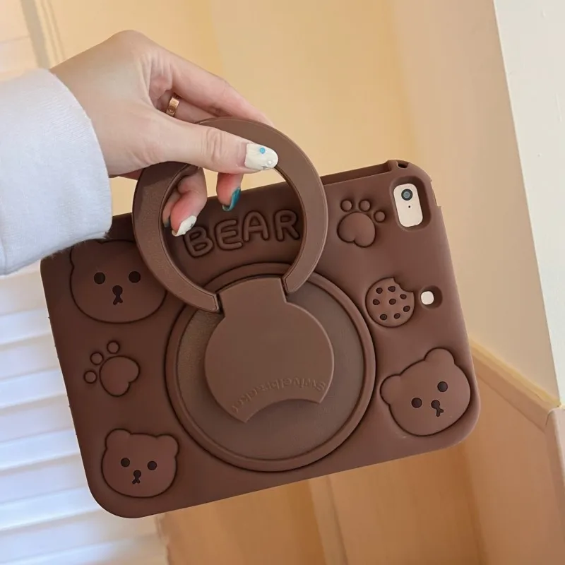3D Bear Kids Soft Tablet Case with Pen Slot