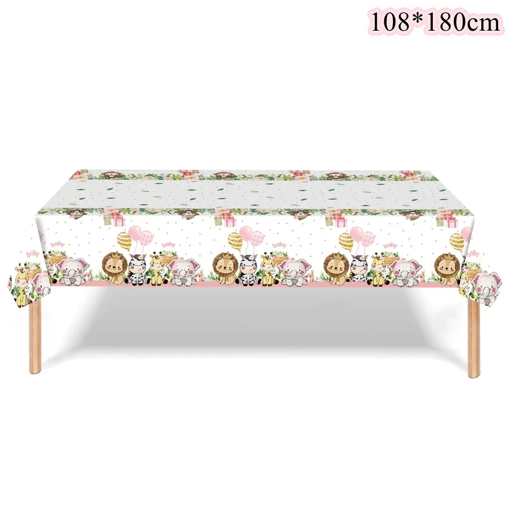 1 SET Karton Wildtier-Ballonturm mit rosa Tiergeschirr für Dschungel-Geburtstagsparty-Dekorationen mit Wild One-Motiv für Mädchen – Detail 5