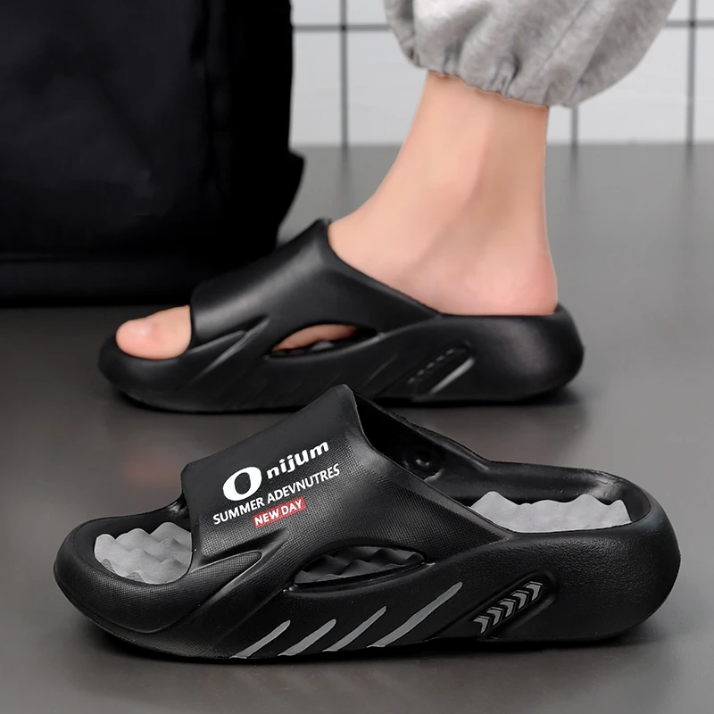 Summer Men's Massage Slippers Slides Indoor Outdoor Sandals Beach Casual Shoes Comfortable Sole Men's Slippers Big Size 46 47 — view 3