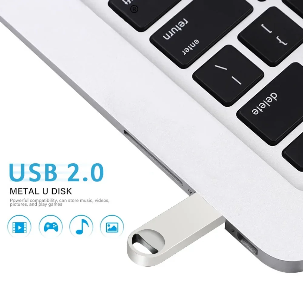 Sleek Silver Waterproof USB Flash Drive - Multiple Storage Options