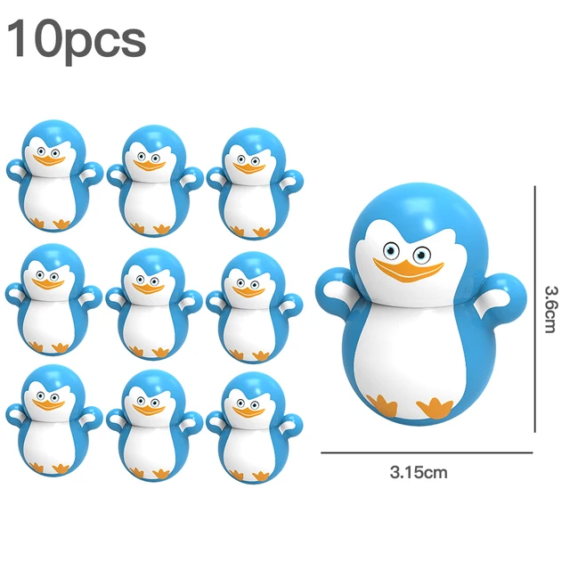 Funny Gift Shaking Tumbler Toys Cartoon Snowman Penguin Tumbler Desktop Ornament Anti Stress Toys Wholesale Items 10pcs blue Penguin