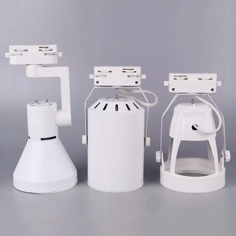 PAR30 LED E27 Track Light Bracket Base 2-Wires Rail Ceiling Lamps Holder Clothing Store Living Room Replaceable Spotlight Socket 6