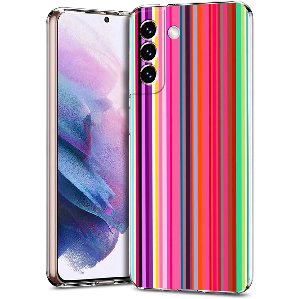 Retro Rainbow Stripe Art Transparent TPU Phone Case