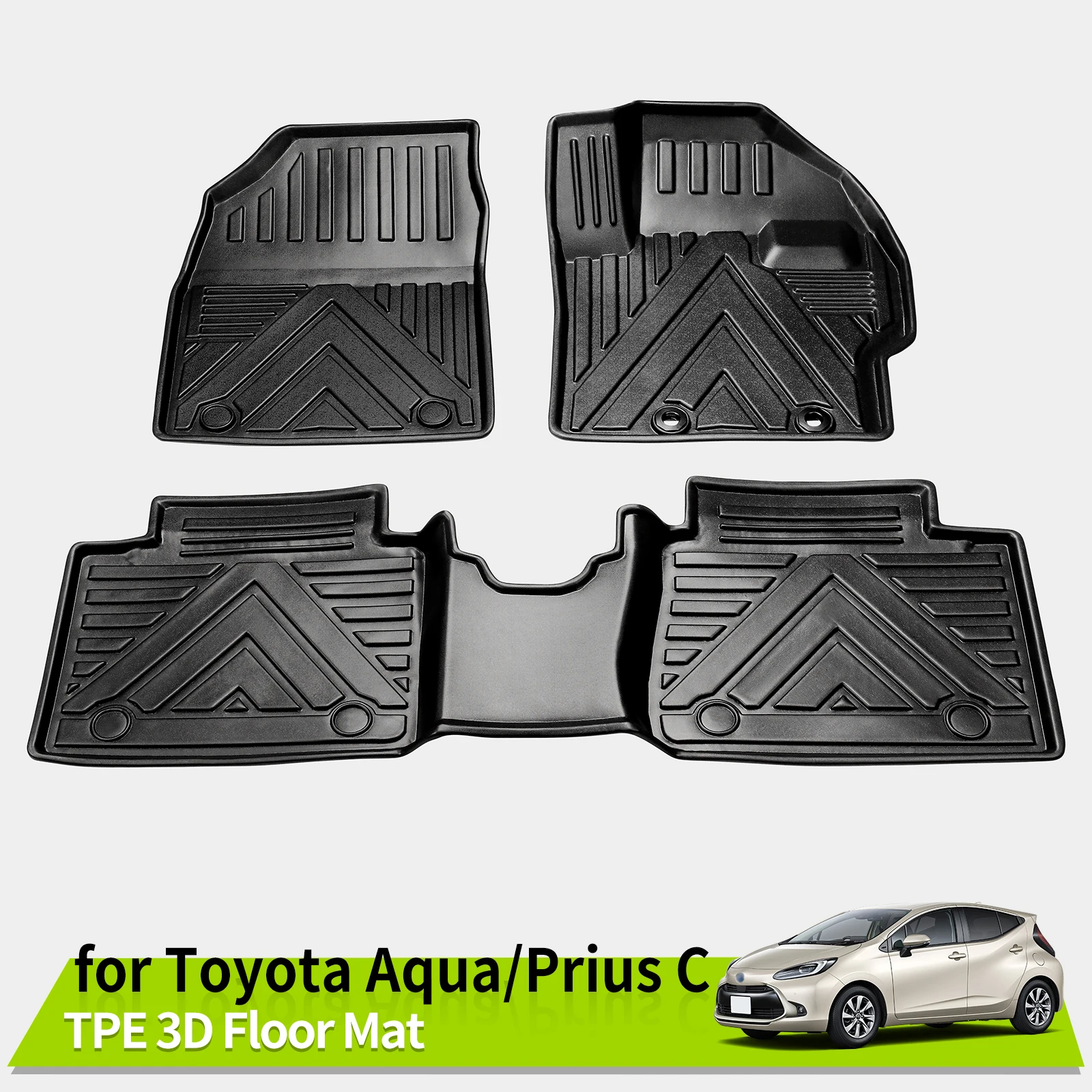 3D Floor Mats for Toyota Aqua Prius C 20212023 AllWeather AntiSlip Waterproof Pads