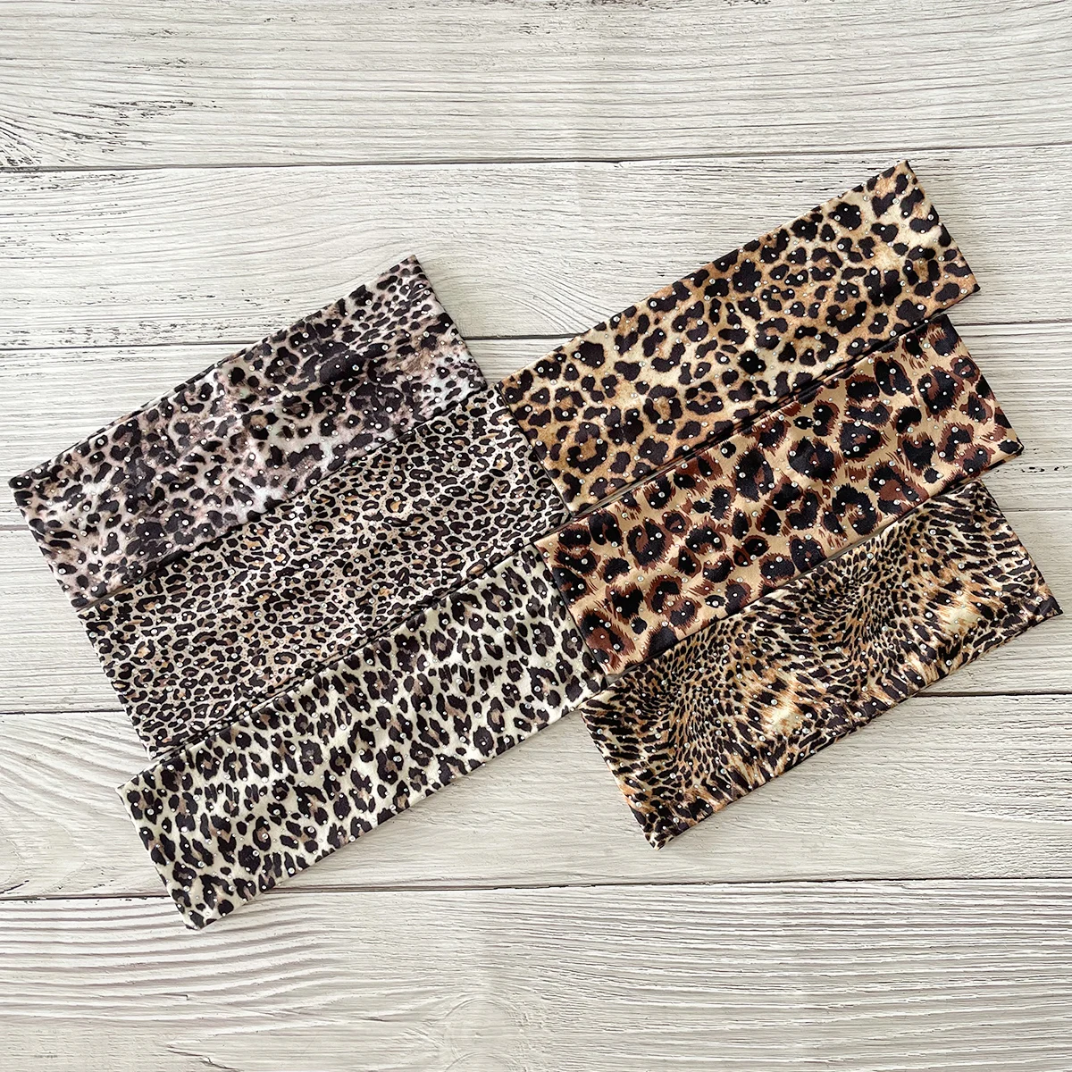 1pc Rhinestone Leopard Printed Women Headband For Lady Girls Shopping Face Wash Hairband Turban Bandana Fashion Hair Accessories