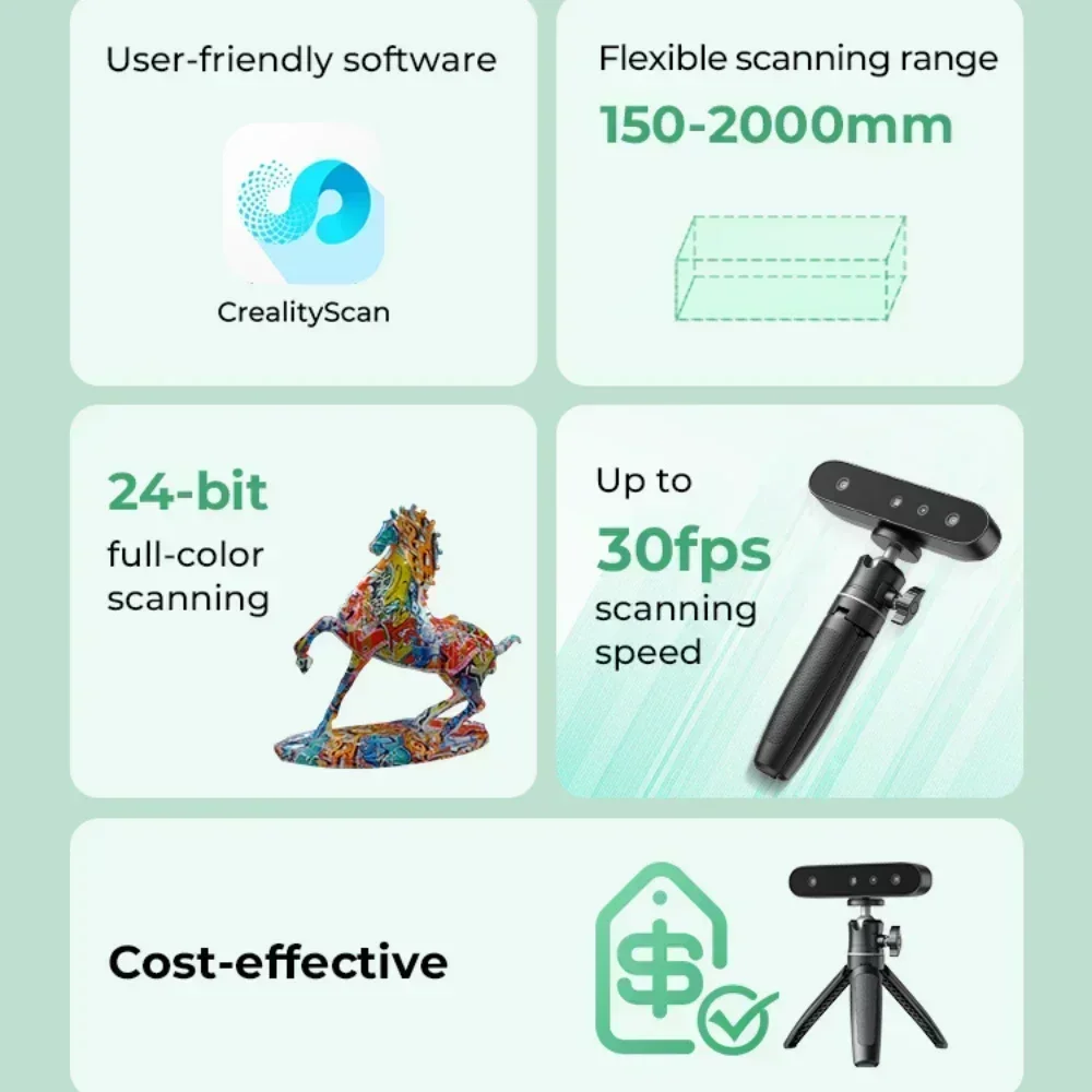 Creality CR-Scan Ferret SE 3D Scanner Portable Handheld 30FPS Quick Scan 24bit Fullcolor Scanning 0.05mm Accuracy - 2