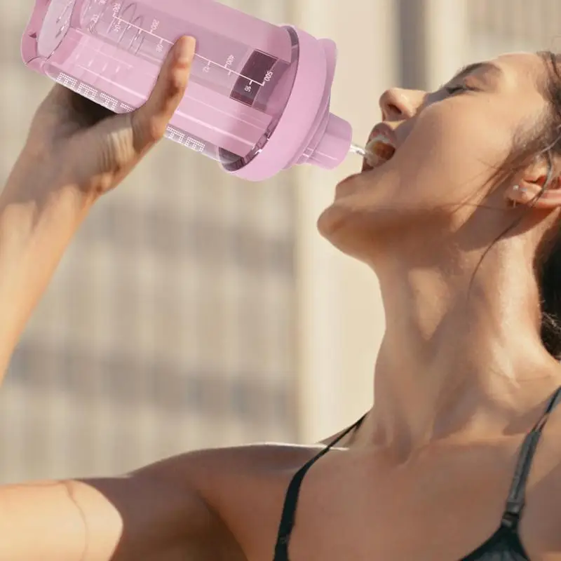 500ml Sports Shaker Bottle Whey Protein Powder Mixing Bottle Sports Fitness Water Cup With Time Marker Reusable Cups