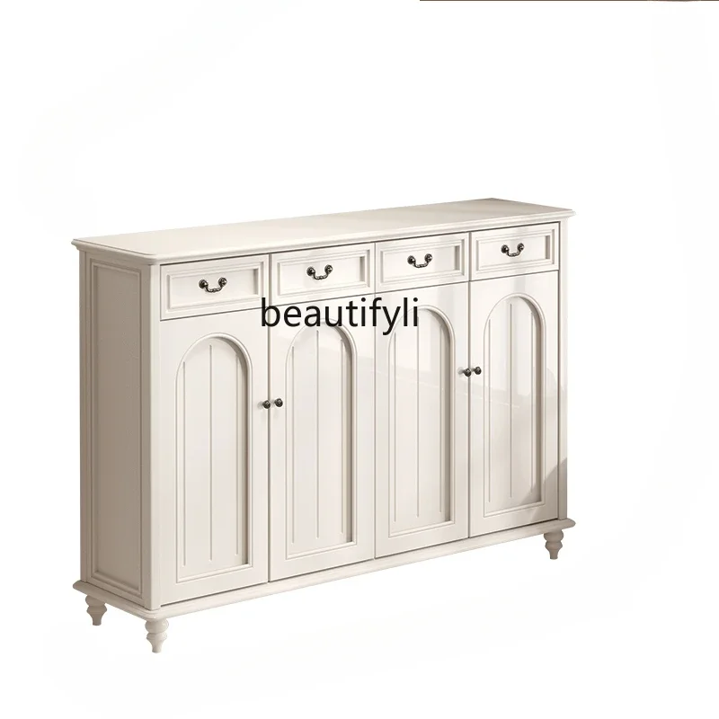 

All Solid Wood American Retro French Household Indoor Dust-Proof Multi-Layer Shoe Cabinet Entrance Cabinet