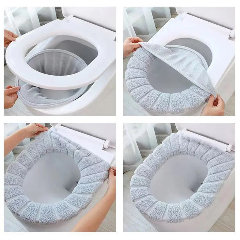 Toilet Seat Cover,Toilet Seat Cushion,Toilet Accessories Toilet Seat Cover Winter Warm Waterproof Soft Closestool Mat Bathroom Pad O-shape Toilet Seat Bidet Cover Accessories