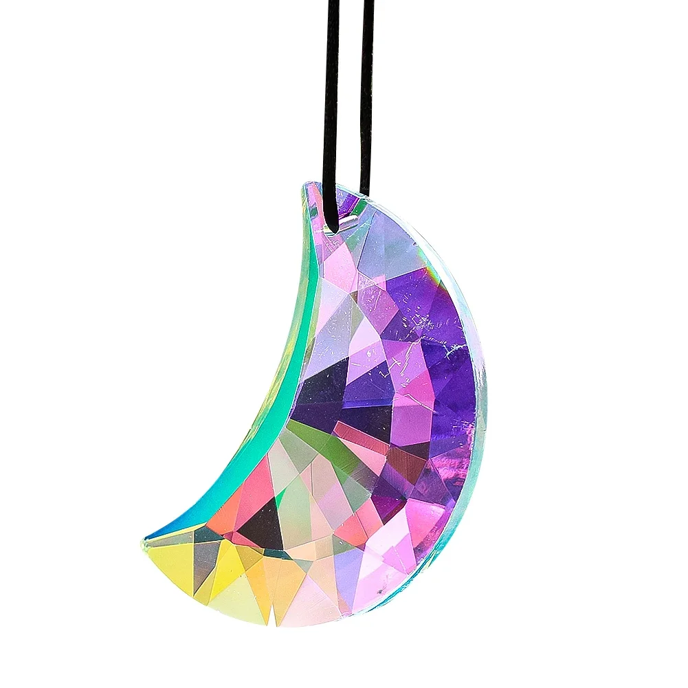 Moon Sun Catcher Prisma Rainbow Pendant Chandelier Glass Outdoor Garden Decoration Crystal For Christmas and New Year