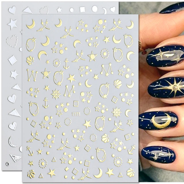 Nail Art Stickers Laser Silver  Silver Star Stickers Manicure