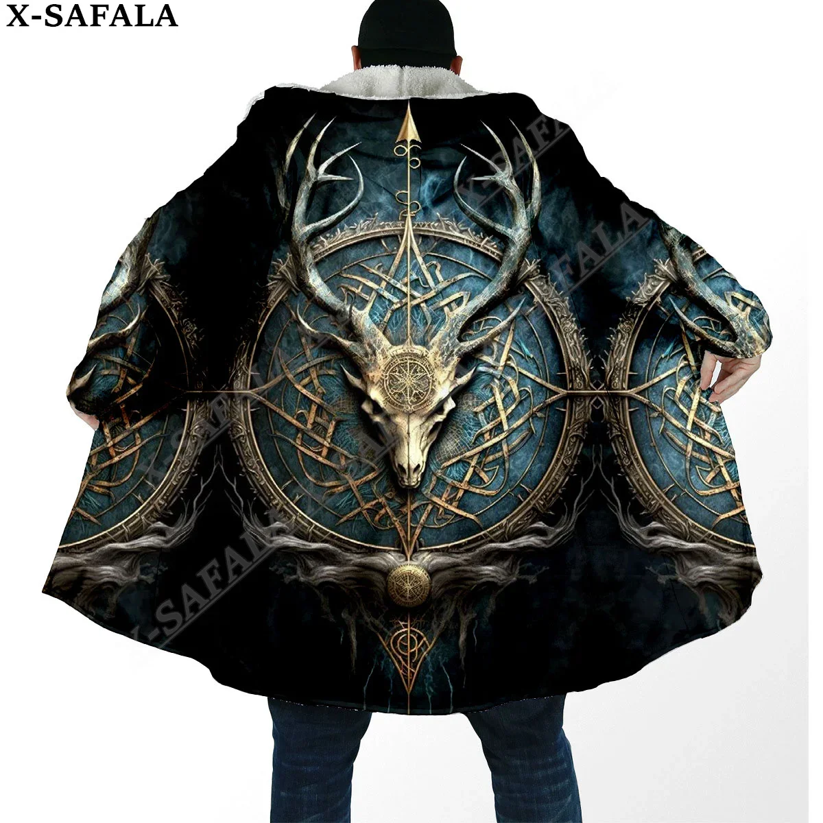 

Wolf Raven Tattoo Symbol Viking Odin Tree of Life Overcoat Coat 3D Print Thick Warm Hooded Cloak Men Windproof Fleece Unisex-1