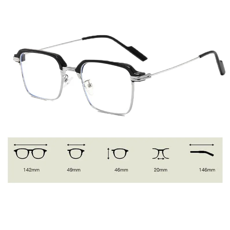 2024 Stylish Half Frame Myopia Glasses Metal Trend Fashion Anti-blue Light Near Sight Eyewear Women Short-sighted Eyeglasses 6