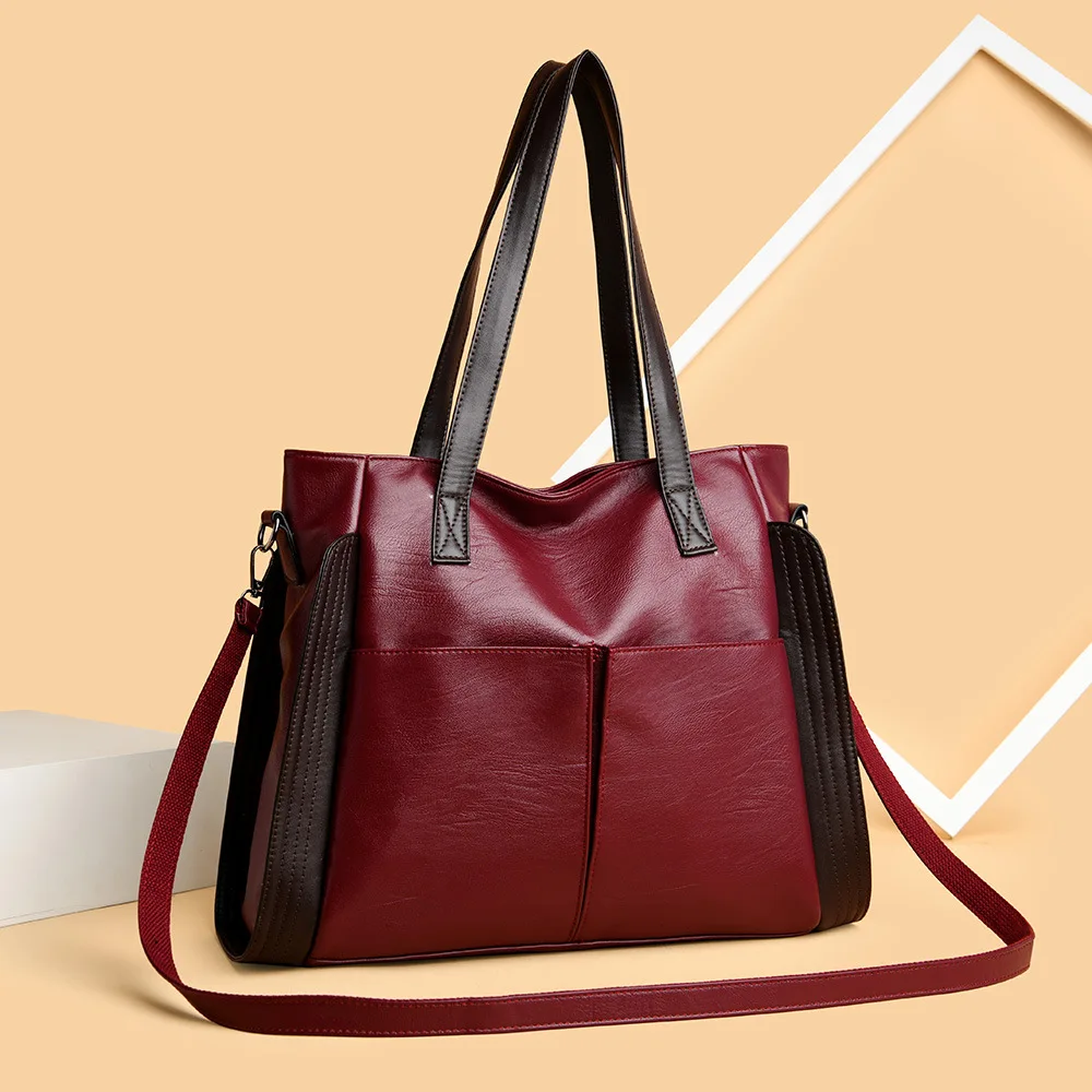 

European and American large-capacity soft leather large bags new trend handbags shoulder women's bags messenger bags fashion