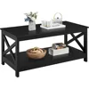 Black Coffee Table with Storage Shelf for Living Room, X Design Accent Cocktail Table, Easy Assembly Home Furniture 1