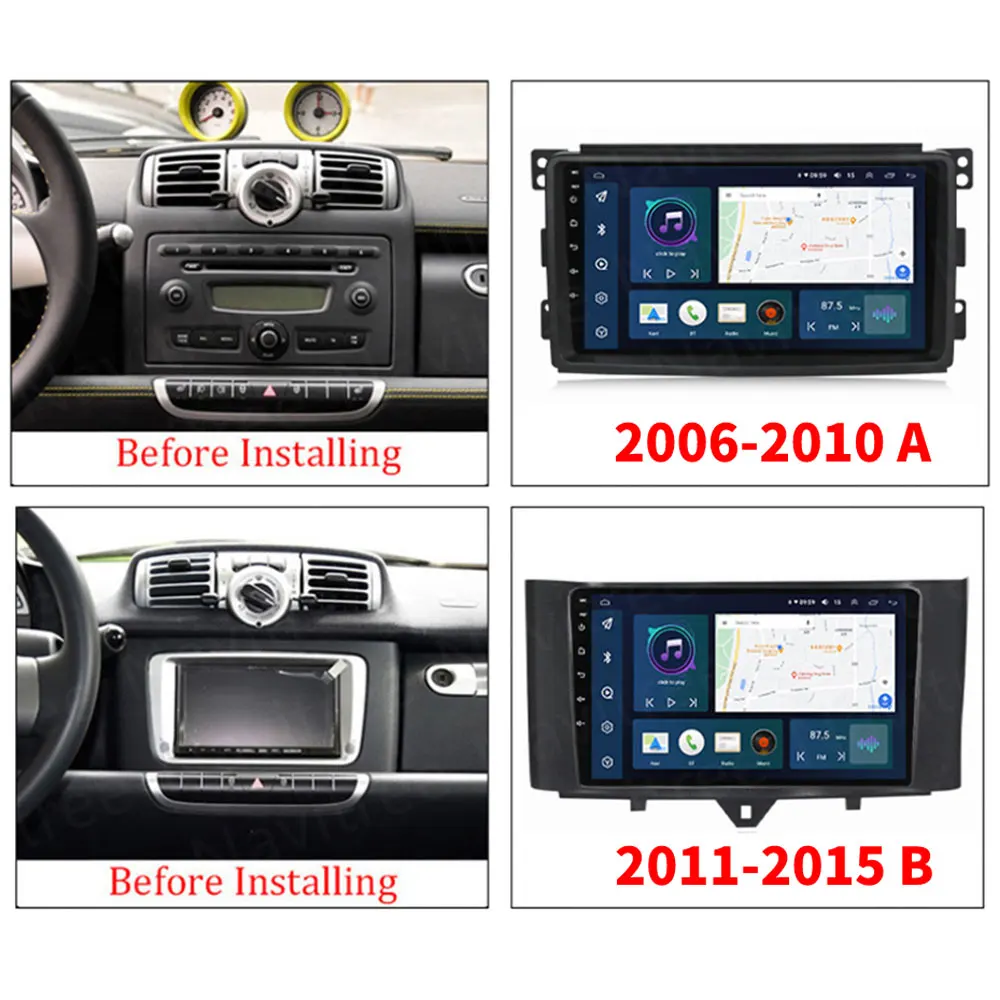 Carplay Android System Car DVD Multimedia Player For Mercedes/Benz Smart Fortwo 2011 2012 2013 2014 2015 WiFi Radio Stereo GPS
