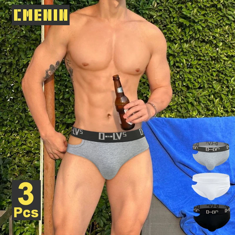 

CMENIN 3Pcs Cotton Sexy Man's Underwear Briefs Men's Panties Jockstrap Bikini Gays Underwear Low Waist Cutout Men's Underwear