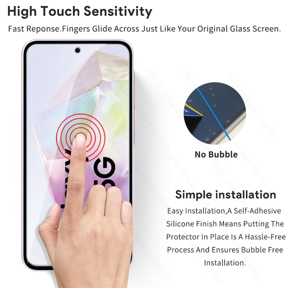 Phone case screen protector tempered glass phone protector cover Samung A35 5G 3Pcs HD 9H full cover for Samsung Galaxy A35 5G A36 A 35 36 SM-A356B/DS 6.6"