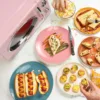 Retro Countertop Microwave Oven，Large 800W 0.9 cu ft - 12 Pre-Programmed Cooking Settings - Pink 3