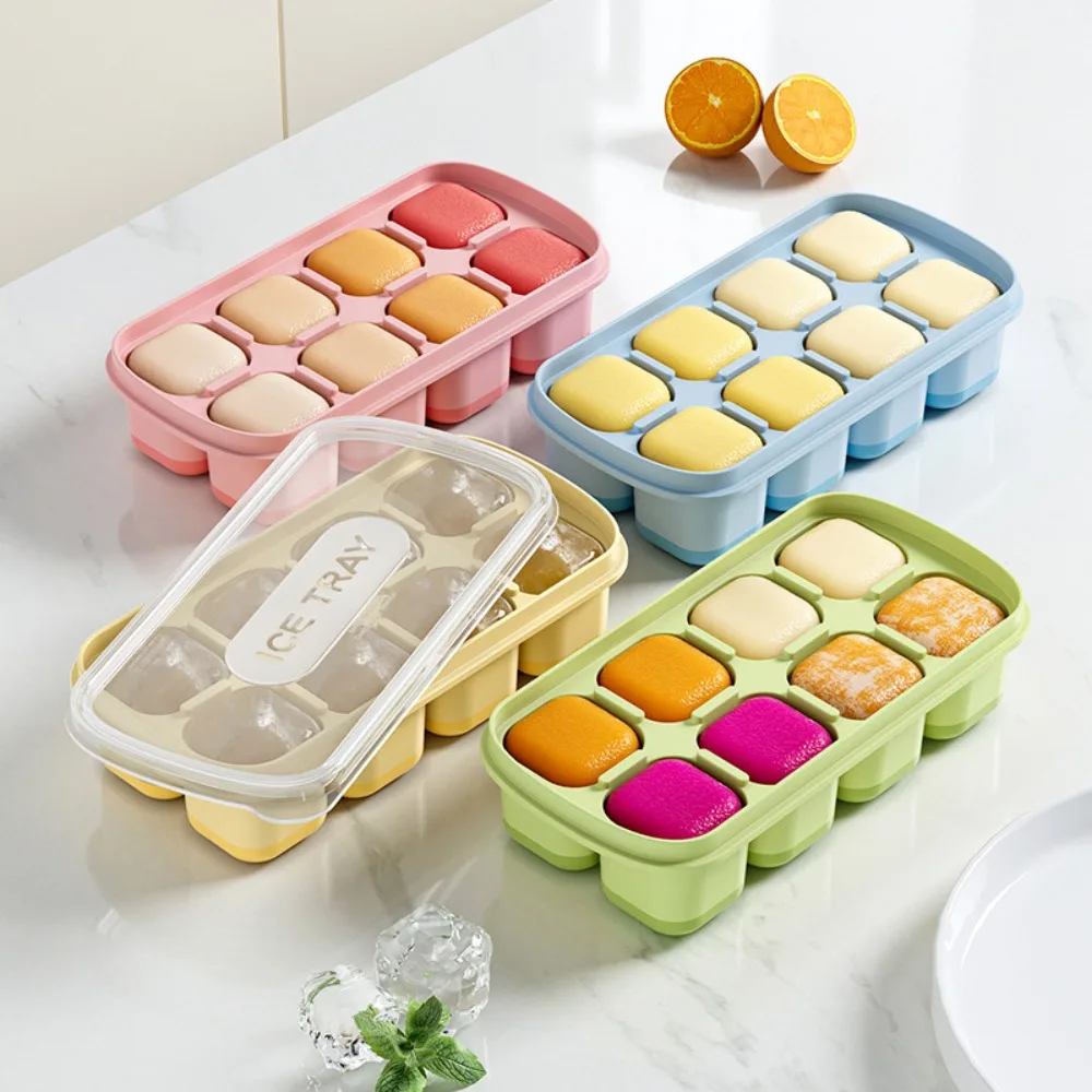 Frozen ice cube artifact ice-making mold household silicone ice tray with lid ice-making box mold cameo cube