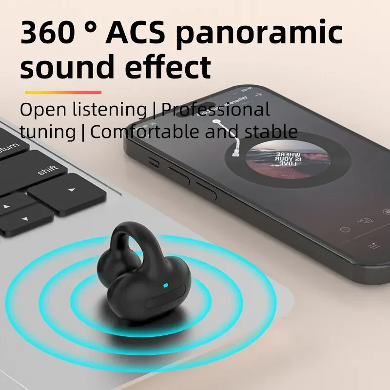 P70 Earclip Wireless Bluetooth Headset OWS Touch Light Mini High Quality Earplugs Anti Sweat HD Sound Stereo Universal Headset 2