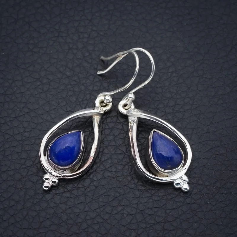 

Серьги ручной работы из серебра 1,5 "F5668 с рисунком звезд лазурита