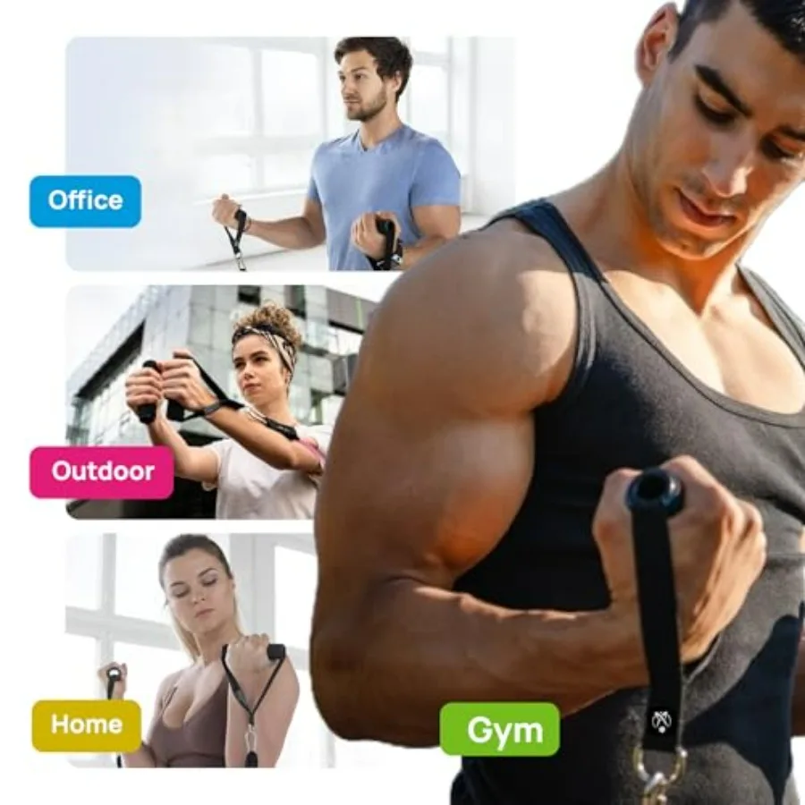 Resistance Band Set, 150 LBS Stackable Workout Bands for Strength Training, Yoga, Pilates, and Full Body Workout, Includes Door