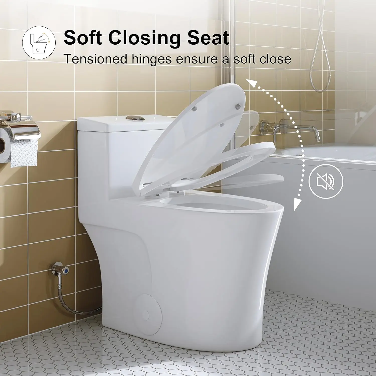 One Piece Toilet 10" Rough-in Elongated Toilet with Comfortable Seat Height ADA Chair Height 17.3" Space Saver Design 6