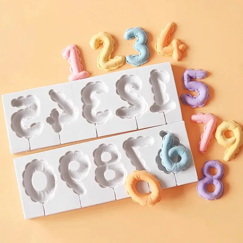Premium Silicone Mold Set Number Lollipop Heart Star Cloud Shapes Ideal for Fondant Chocolate Resin Craft and Mousse Decorations