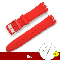 Versatile Soft Silicone Sport Watch Band - Unisex Rubber Strap Replacement - 16mm (Red)