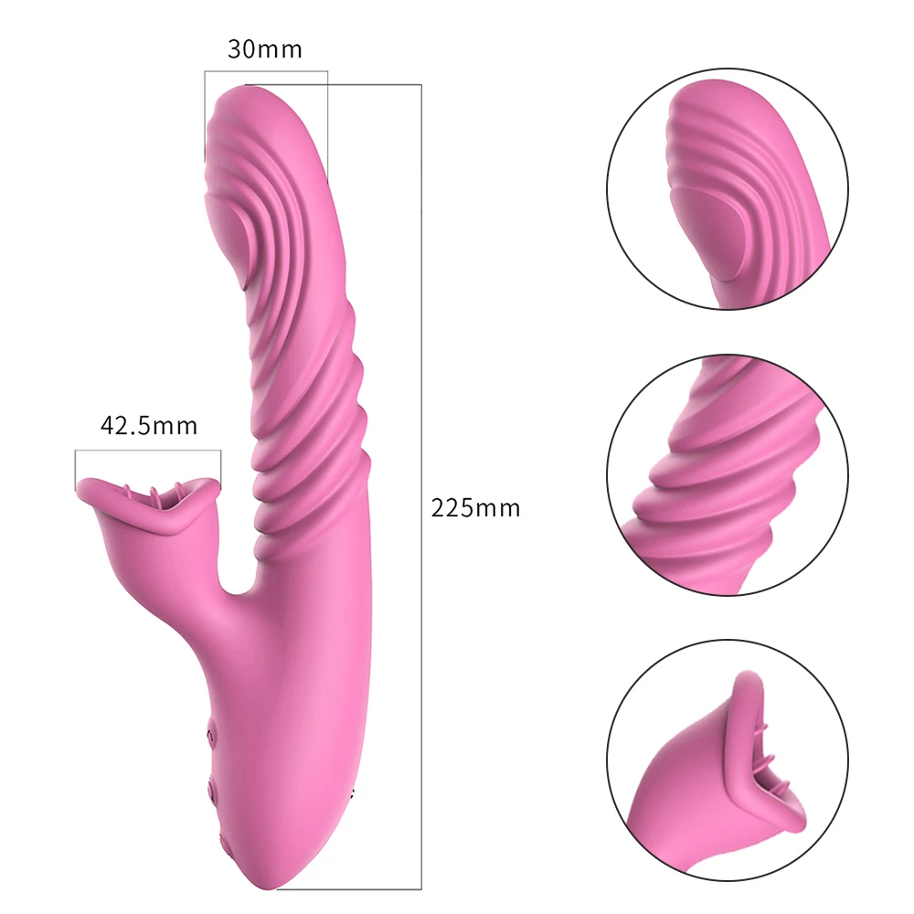 2023 Spinta G-Spot Vibratore per le donne Stimolatore del clitoride Leccare la lingua Telescopico automatico Giocattolo del sesso femminile_voghion.com