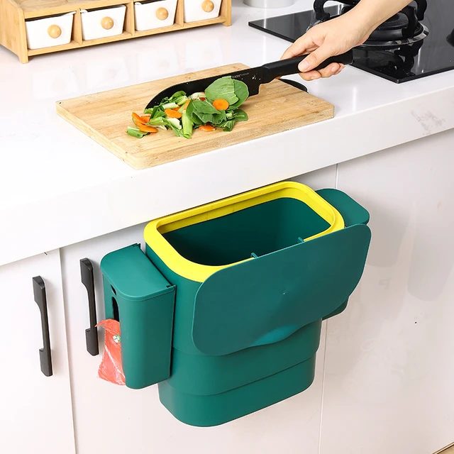 Kitchen Trash Can Hanging Household Wall Mounted Storage Bucket Cabinet  Door Hanging Wall Paper Basket Toilet Toilet Large Size - AliExpress