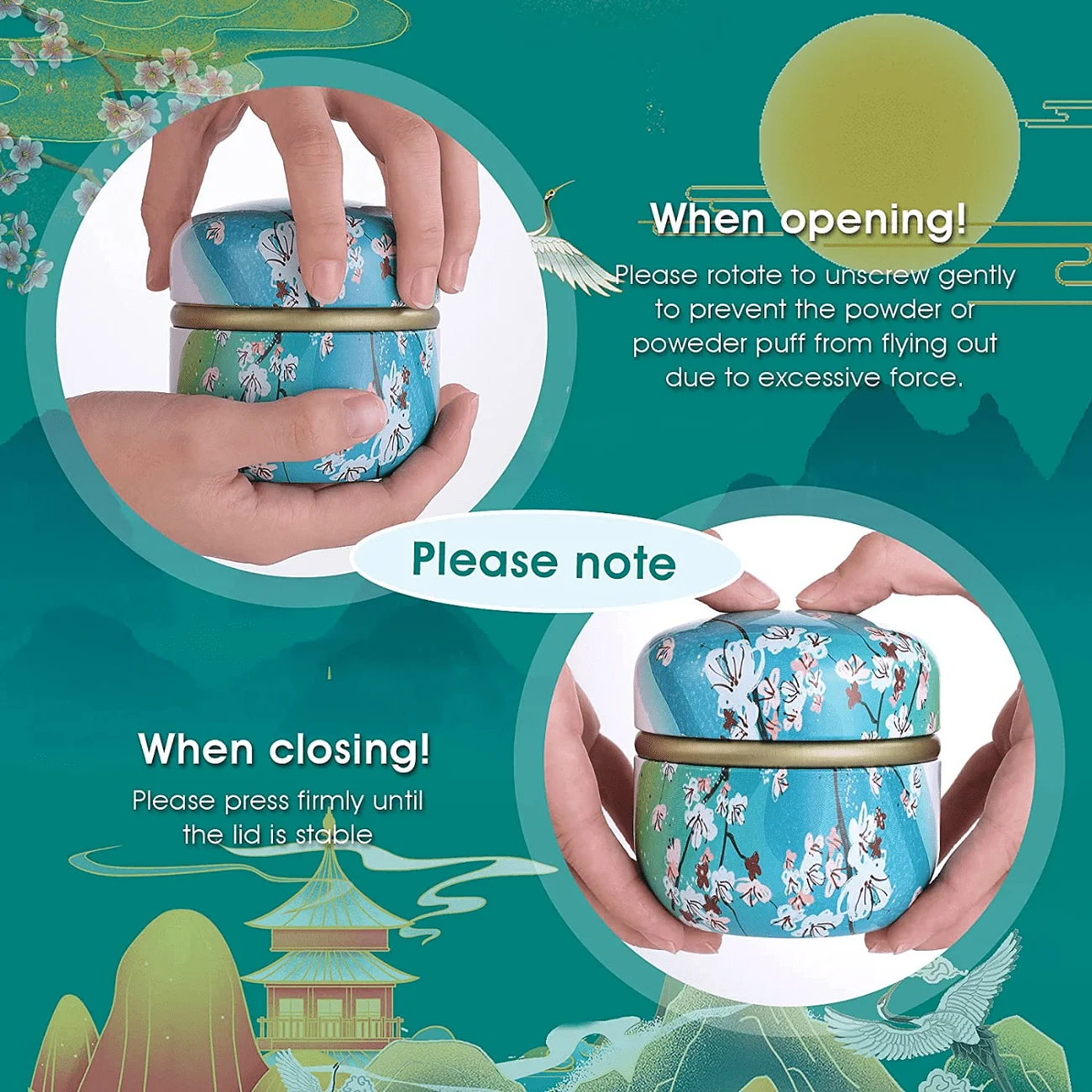 Powder Puff and Powder Container for Body Dusting Powder Case with Puff fo Women Loose Powder Containers with Puff for Travel