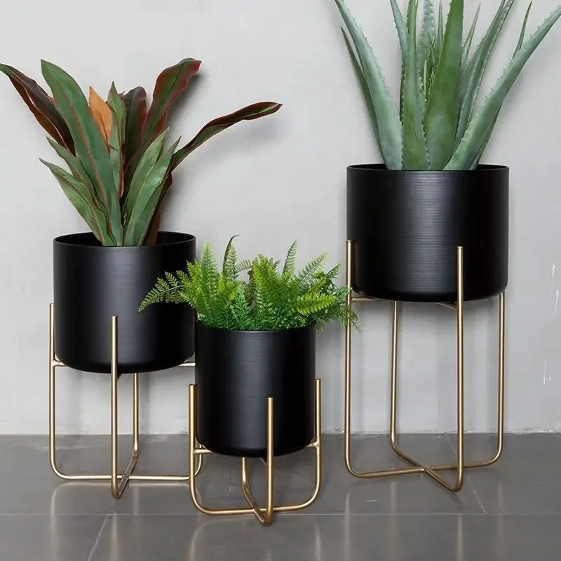 Nordic Indoor Gold Iron Art Floor Type Flower Rack Balcony Plant Decoration Shelf Home Flowerpot Stand Stylish DisplayElegance
