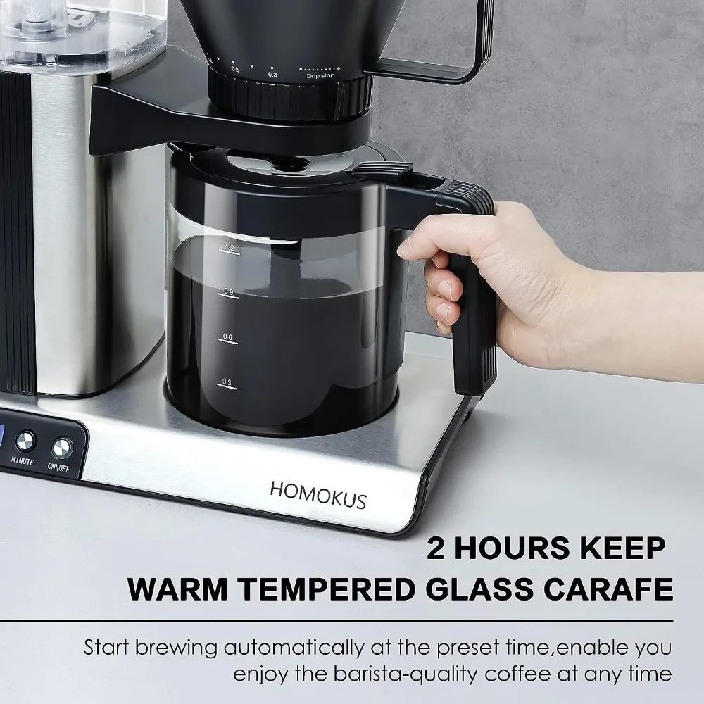 HOMOKUS 10 Cup Coffee Maker - Programmable Drip Coffee Maker -Stainless  Steel Drip Coffee Machine with Timer, Brew Strength Control, LCD Screen and