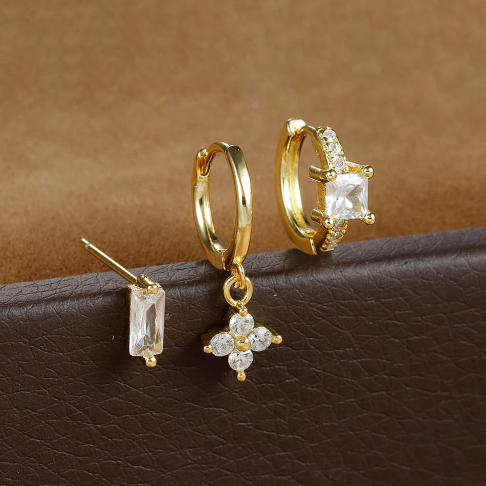 1 paio di simpatici orecchini a cerchio con fiore di zirconi cubici in acciaio inossidabile per le donne ciondolo dolce gioielli Piercing con orecchino di cartilagine Punk  36