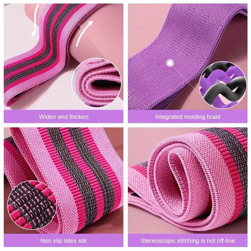 3PC Squat Stretch Resistance Band,Hip Fitness Training Tension Band Yoga Exercise Training Band Home Portable Exercise Equipment