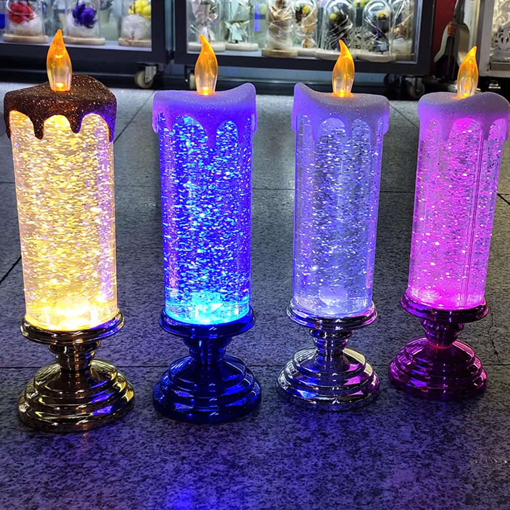 Bougies Led En Cristal, 7 Couleurs Dégradées, Pour Noël, Anniversaire,  Mariage - Bougies - AliExpress