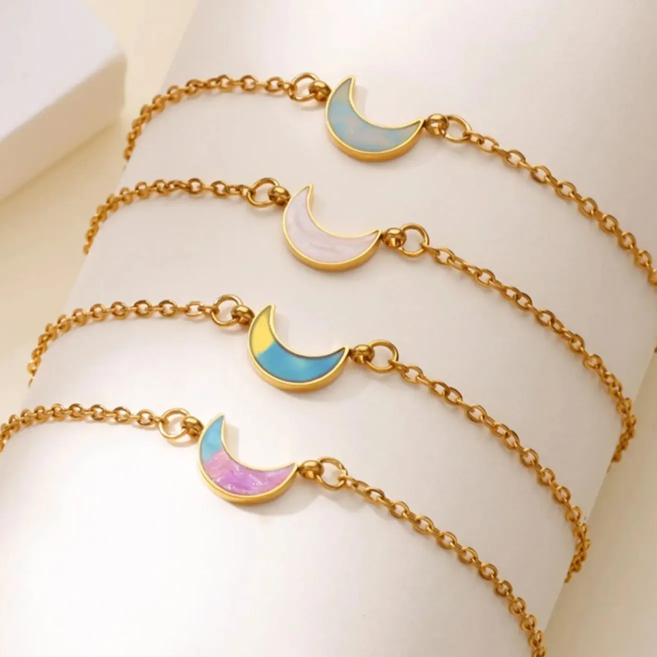 Stainless Steel Colorful Moon Bracelets For Women