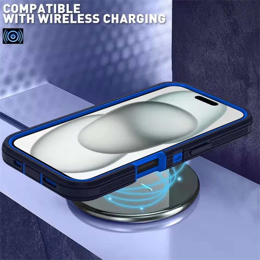 Shockproof Armor Defender Phone Case with Stand – Hard PC + TPU Protective Cover