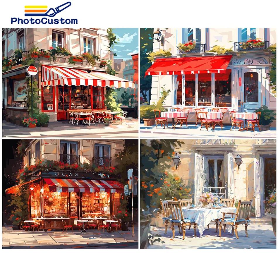 

PhotoCustom Landscape Paint By Numbers Street On Canvas For Adult Oil Picture Of Coloring By Number Kit Drawing Home Wall Decor